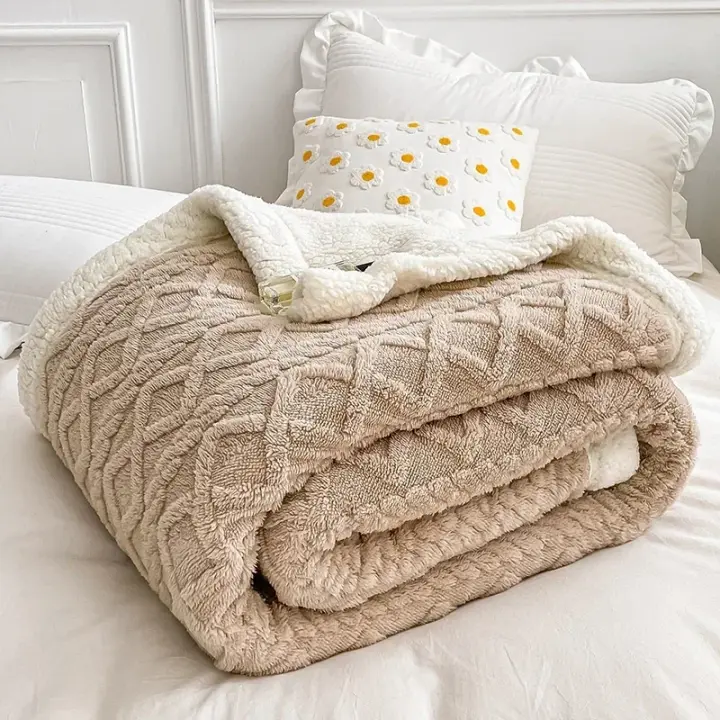 Manta suave a cuadros para adultos y niños, edredón de felpa, colcha cálida de invierno para camas, sofá y cama - 1