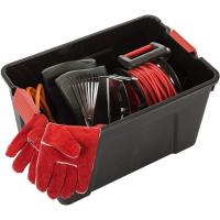 juego de 3 cajas de almacenamiento grandes para bricolaje, 75 L, con cierre a presión, apilable, garaje, Negro - details 15