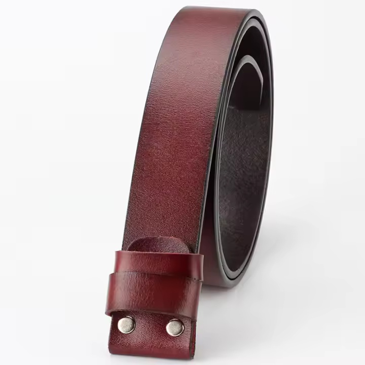 Cinturón de piel de vaca auténtica para hombre, sin hebilla, hebilla lisa, 5 colores, accesorios para el cuerpo - 1