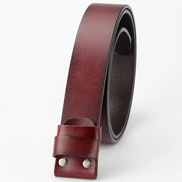 Cinturón de piel de vaca auténtica para hombre, sin hebilla, hebilla lisa, 5 colores, accesorios para el cuerpo - 1