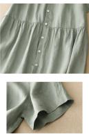 Vestido de Lino y Algodón para Verano Falda Ancha con Cuello de Oreja de Madera - details 4