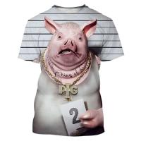 Interesante camiseta con estampado 3D de cerdo de talla grande para hombre, camiseta deportiva para exteriores Fiess, pantalón corto informal de calle transpirable de secado rápido, manga - details 4