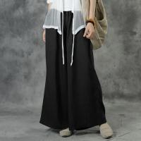 Nuevos pantalones de pierna ancha informales de talla grande de verano, pantalones de cintura elástica de lino y algodón de Color sólido, pantalones con cordón de calle para mujer - details 9