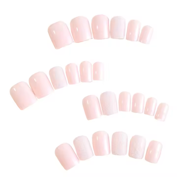 Uñas postizas cuadradas cortas rosas, uñas elegantes para decoración de dedos, uñas para el hogar, bricolaje - 1