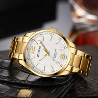 Reloj de cuarzo de negocios de moda simple de acero inoxidable negro dorado Sier de lujo premium CURREN 8434 para hombre - details 10