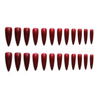 Rojo vino falso puntiagudo, color llamativo, uñas artificiales de moda para uso diario - details 0