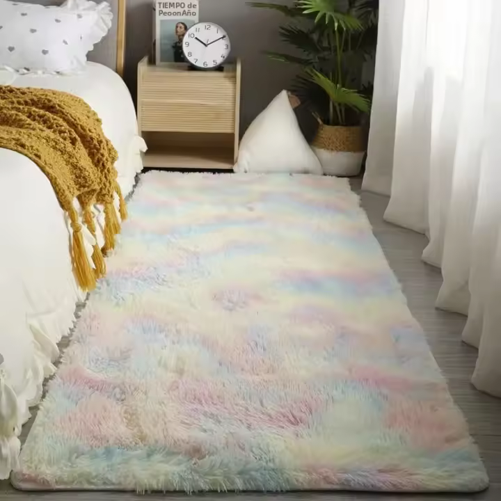famgem Alfombra De Felpa Para Dormitorio Alfombrilla Suave Para Pies Alfombra De Niños Para Sala De Estar Decoración De Habitación Antideslizante Poliéster 100% - 1