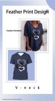 Moda Blusas Estampado de Flor 3D Camiseta de Cuello en V Talla Grande para Mujer - details 3