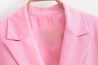 TRAFZA-Conjunto de 2 piezas rosa para mujer, chaqueta con solapa, manga larga, bolsillo, con cordones, Top + pantalones de pierna ancha con cremallera de cintura alta - details 9