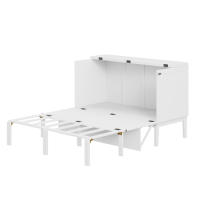 Cama de Armario Plegable de Pared 140x200 cm Marco con Escamas Blanco Para Jóvenes Sin Colchón - details 6