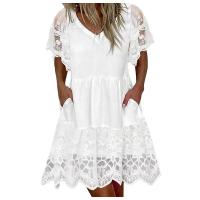 BUNO-Vestido de mujer de manga corta con cuello en V, moda de verano. - details 1