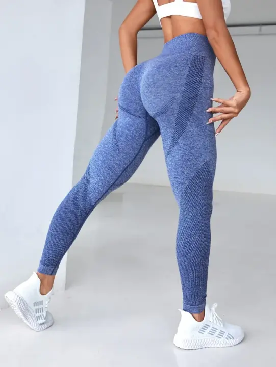 Mallas sin costuras para mujer, pantalones deportivos de fitness, cintura alta, levantamiento de cadera, vientre, secado rápido, yoga - 1