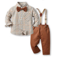 Conjunto de Niños de Estilo Coreano para Otoño Camisa de Algodón a Rayas de Varios Colores con Pantalones de Tirantes Moda de Playa para Mujeres - details 2