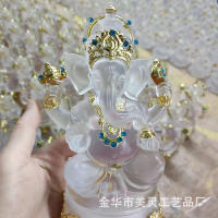 Baúl transparente, adorno de Dios de la riqueza, decoración del hogar artesanal de resina india Fotai, estatua de cabeza de elefante - details 11