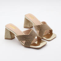Tacones de aguja de moda para exteriores, versátiles y cómodos, tacones gruesos de color sólido con pedrería. - details 16