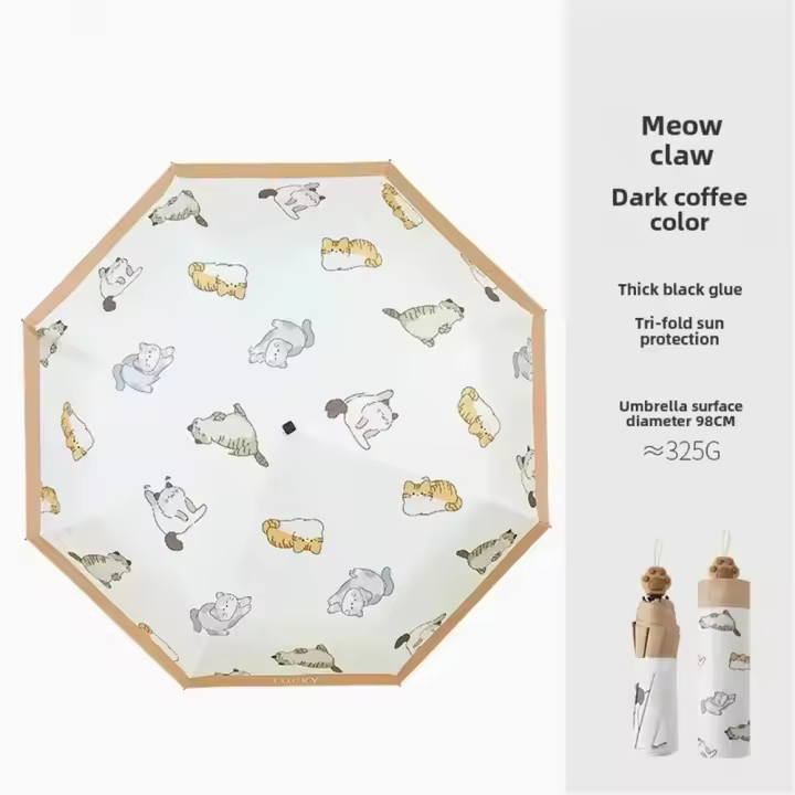 Paraguas de Doble Uso Meow Planeta Protector Solar UV con Dibujos Animados - 1
