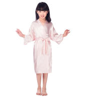 Verano casa simple casual camisón delgada chica V-cuello medio y largo cardigan albornoz pijamas de los niños falda fresca y cómoda - details 7