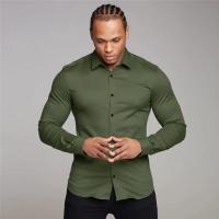 Camisas ajustadas para hombres de negocios juveniles, ropa Formal profesional sin hierro, Color sólido, guapo - details 4