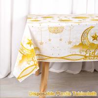 Mantel desechable de plástico Eid Mubarak, decoración de Ramadán 2025 para el hogar, decoración de fiesta musulmana islámica, suministros de vajilla de Ramadán - details 4
