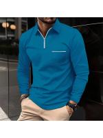 Camisa polo con bolsillo con cremallera, polo deportivo de manga larga para hombre - details 2