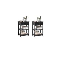 Conjunto de Mesa de Noche de Blanco Set de 2 Mesitas con Cajón y 2 Estanterías - details 16
