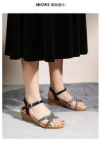 Nuevas sandalias de moda con diamantes de imitación, versión coreana, plataforma y tacón de cuña para mujer - details 31