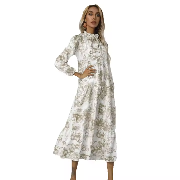 Vestido Largo de Playa para mujer, Estampado de Flores, Verano, Verde, XL - 1