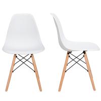 Conjunto de 4 Sillas Sencillas Estilo Nórdico Patas de Madera (Negro Blanco) - details 1