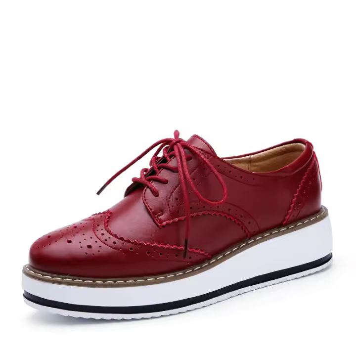 Zapatos de cuero genuino de alta calidad para mujer, zapatos Derby planos Brogue informales, zapatos Oxford formales Retro Brock para mujer - 1