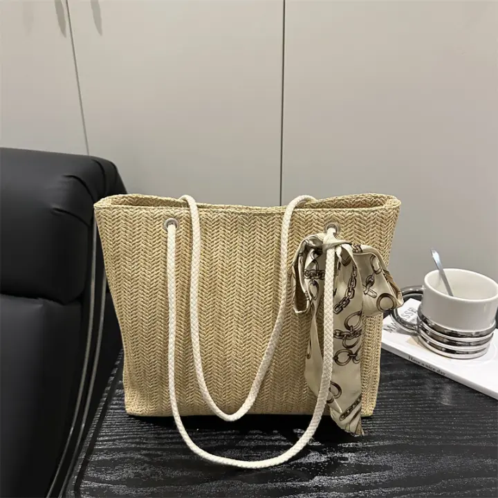 Bolso de Hombro Grande 2025 Estilo Moderno con Forro de Poliéster Bolso Casual de Mano de Moda con Lino - 1