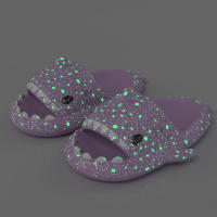 Zapatillas de tiburón con luz nocturna de calabaza de Halloween para mujer, sandalias luminosas, toboganes creativos antideslizantes para el hogar para pareja, Chanclas de exterior para hombres - details 20