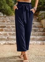 Pantalones de pierna ancha de moda de oficina de mujer de estilo clásico de cintura alta - details 4