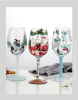 Copa de decoración navideña de cristal impresa, juego de vino pintado a mano para fiesta en casa, Festival, Bar - details 1