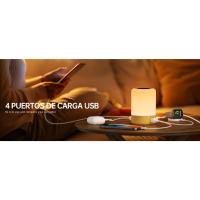 Lámpara de Mesita de Noche 6W Lamparas de Mesa Led Modernas con 4 puertos de USB