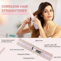 Venta Caliente Mini Alisador de Pelo Inalámbrico Carga Portátil USB Peluquería Rollo Alisador de Doble Propósito Taladro Alisador - details 2