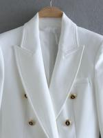 TRAFZA-traje elegante de manga larga para mujer, traje con cuello, Bolsillo falso, decorado, Color sólido, estilo callejero, prendas de vestir exteriores informales - details 21
