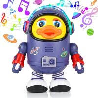 Juguete de pato de baile interactivo electrónico con luces y sonidos musicales, juguete educativo de aprendizaje con tema espacial para bebés, regalo para niños pequeños - details 0