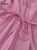 Vestidos elegantes de algodón blanco para mujer, ropa de manga corta con cuello en V y cordones, holgada hasta el tobillo, verano - details 10