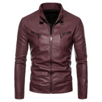 Nuevos hombres Stand Collar Tops Otoño Invierno moda Casual versátil chaqueta de cuero al aire libre suelta simplicidad comodidad abrigo sólido hombres - details 3