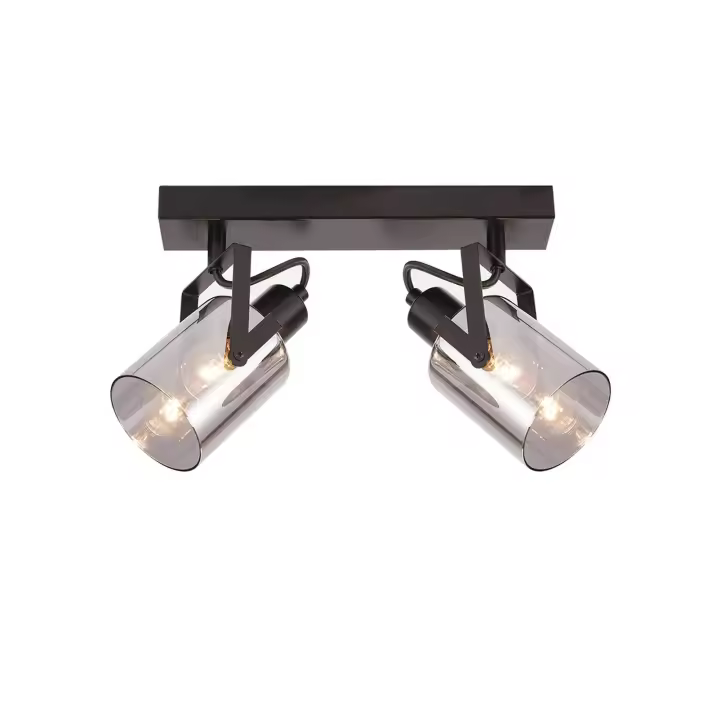 CBJKTX Foco de Techo Vintage Negro Luz de Techo 2 Bombillas E14 Luz de Techo de Vidrio Retro - 1