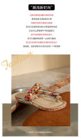 Sandalias de cuña bohemias con cuentas de madera y diamantes de imitación, cómodas y de talla grande para mujer, nueva moda 2025 - details 22