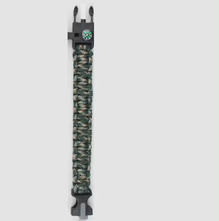 Pulsera de Supervivencia de Emergencia 4 en 1 para Hombres Pulsera de Cuerda de Paracord con Silbato, Brújula, Rescate al Aire Libre - 1
