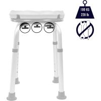 Taburete Ducha Redondo con Cojín Impermeable, Silla Regulable, Banqueta Tacos Antideslizantes, Sin Herramientas - Fabricado en España - details 1
