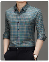 Camisa de Negocios Ligera Manga Larga de Cuadros a la Moda para Hombres Resistente a Arrugas - details 0