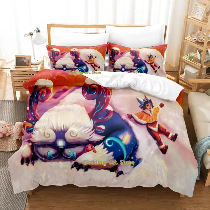 Conjunto de Ropa de Cama Nunu de League of Legends Juego de Tres Piezas para Adultos y Niños - 1
