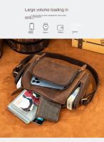 Bolso cilíndrico horizontal, bolso de hombro de cuero de caballo loco para hombres, bolso transversal de cuero genuino europeo y americano retro para hombres - details 6