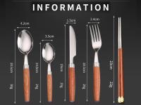 Cuchillo de Carne de Acero Inoxidable Tenedor, Cuchara, Palillos, Mango de Madera Bueno, Vajilla de Regalo, Platos de Cocina, Juegos Completos - details 2
