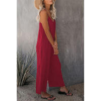 Mono informal de verano sin mangas con pernera ancha para mujer, pantalones de color liso con peto, mono culotte con bolsillos - details 9