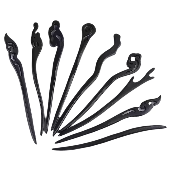 Palillos de madera para el pelo para mujer, horquilla Vintage, accesorio para el cabello, 9 piezas - 1