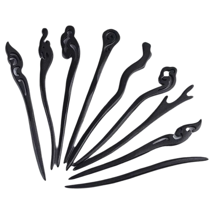 Palillos de madera para el pelo para mujer, horquilla Vintage, accesorio para el cabello, 9 piezas - 1